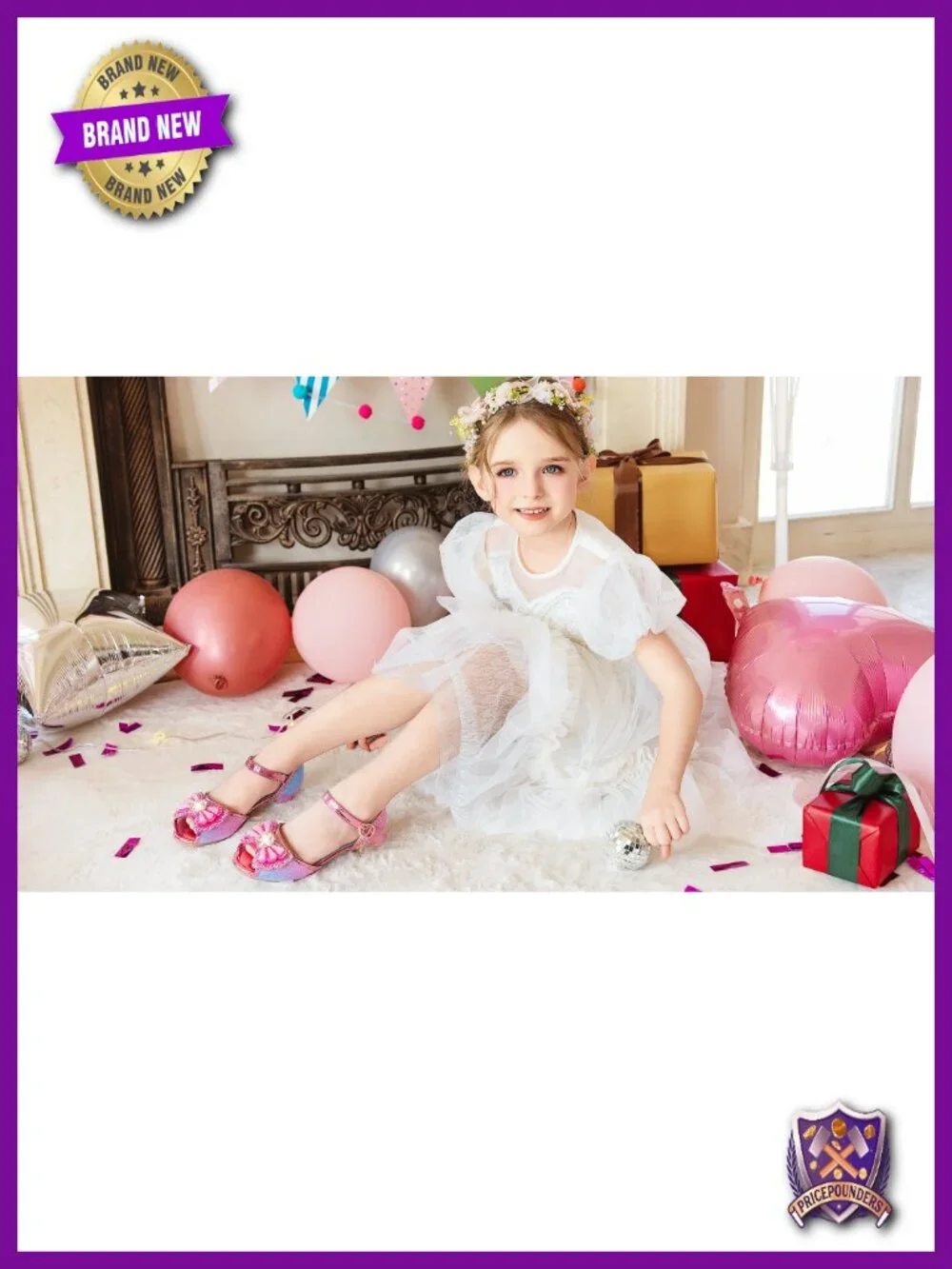 Toddler Little Kid Big Girl Wedding Sandals Rhinestone Low Heels